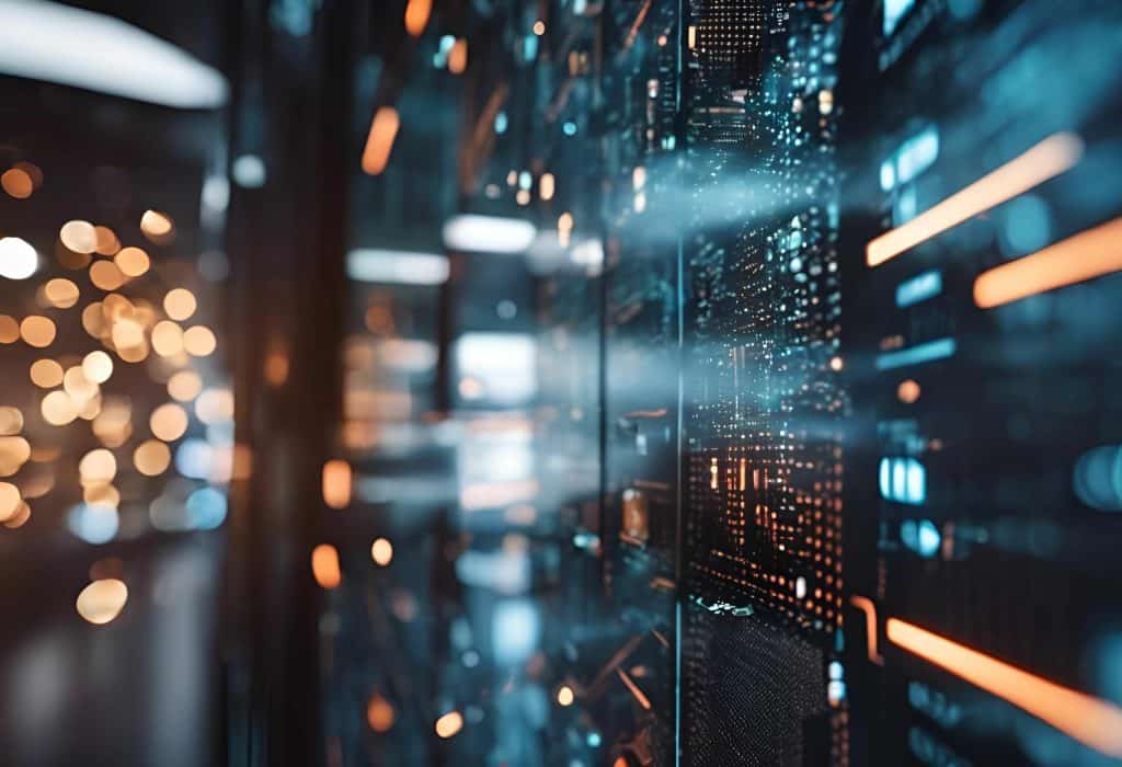 ai generated illustration of data centers and technology on an isolated black background