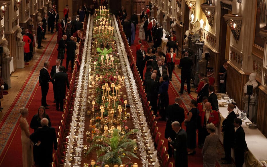Banquet d’État dans le Saint George’s Hall au château de Windsor
