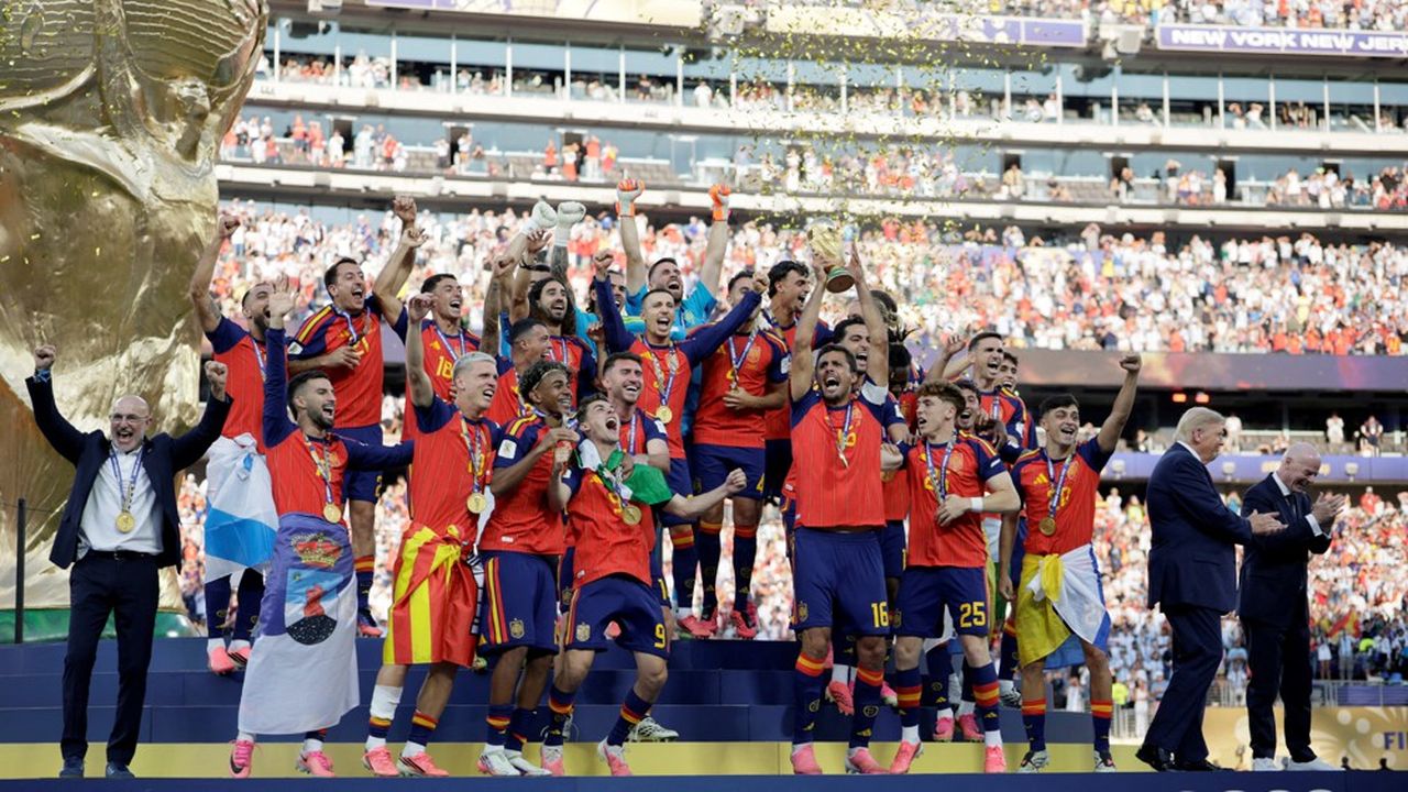 u.s. president trump attends the fifa world cup 2026 final between spain and argentina at new york new jersey stadium